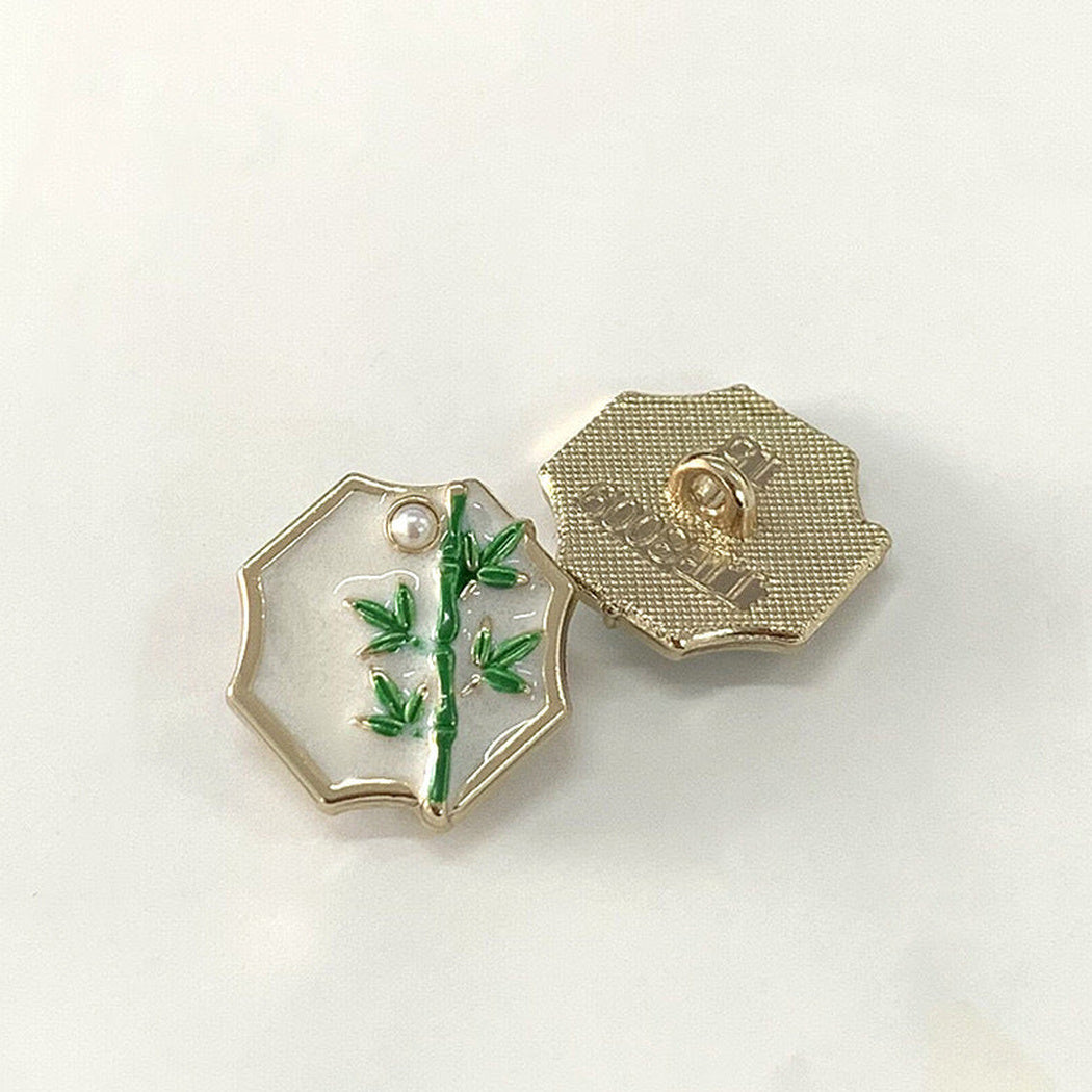 Bunli - DIY 10 Pack Botanical Motif Metal Button
