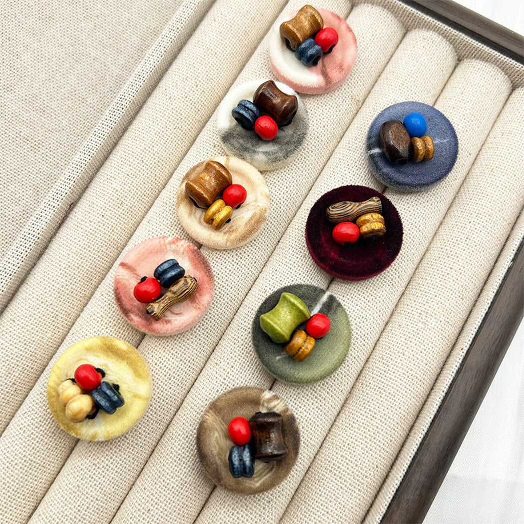 Bunli - DIY 10 Pack Marbled Round Button