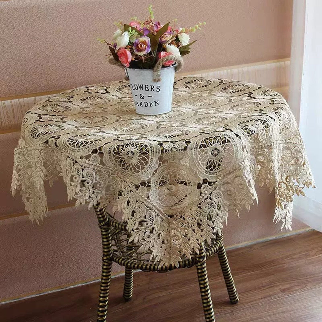 Avelin - Square Floral Medallion Openwork Tablecloth