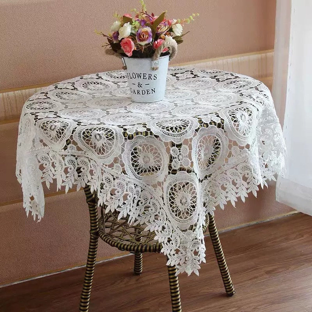 Avelin - Square Floral Medallion Openwork Tablecloth