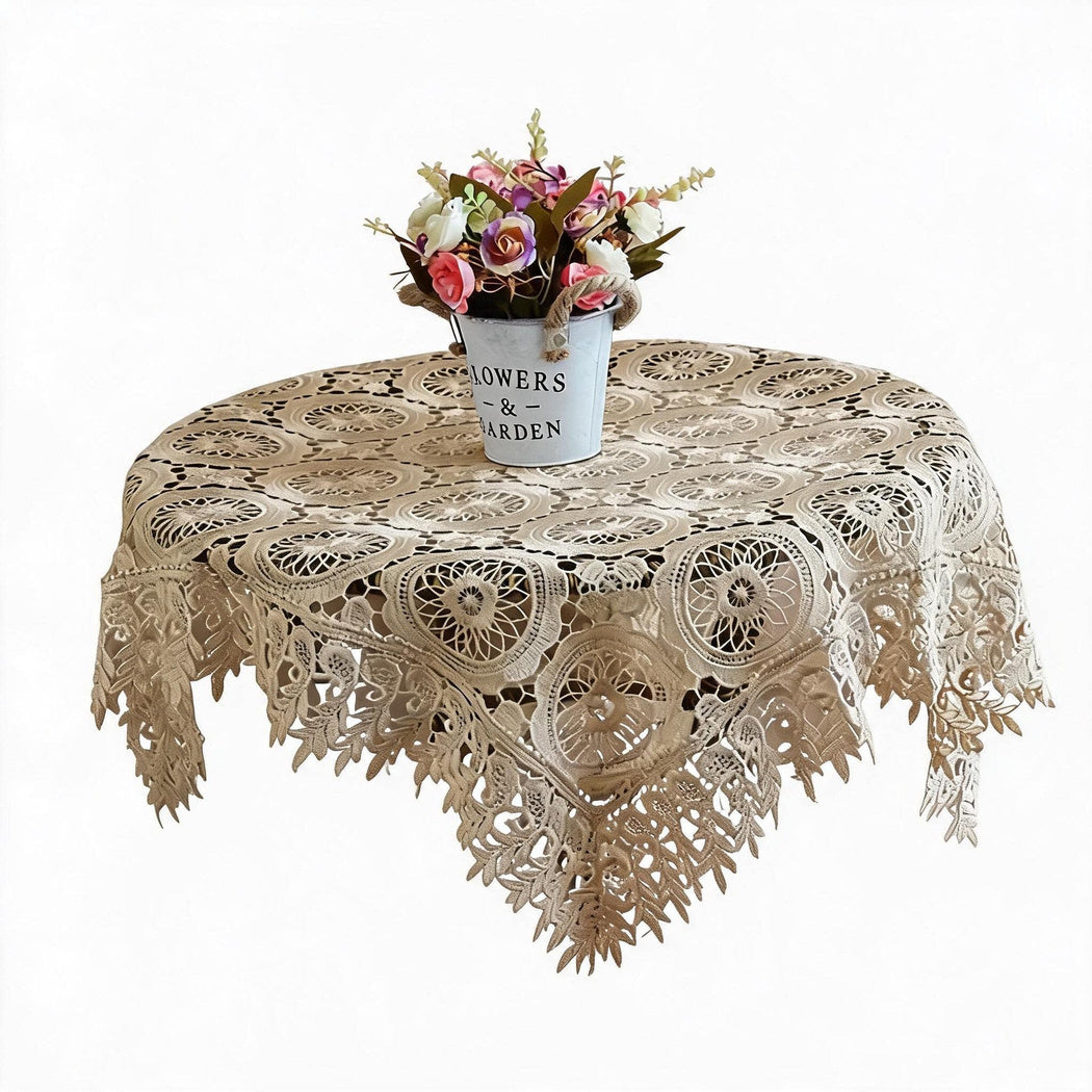 Avelin - Square Floral Medallion Openwork Tablecloth