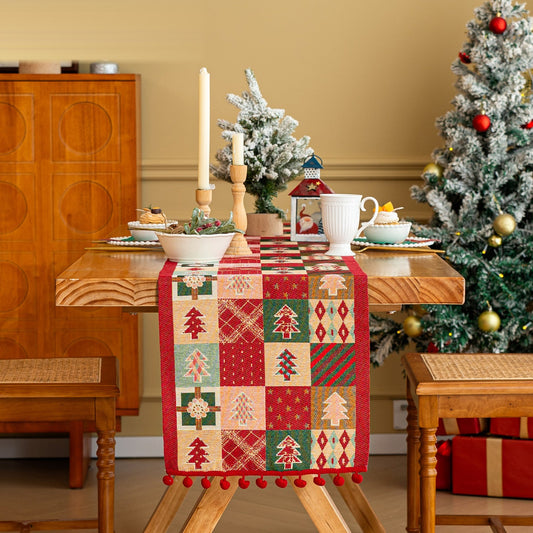 Avelin - Christmas Pom-Pom Trim Table Runner