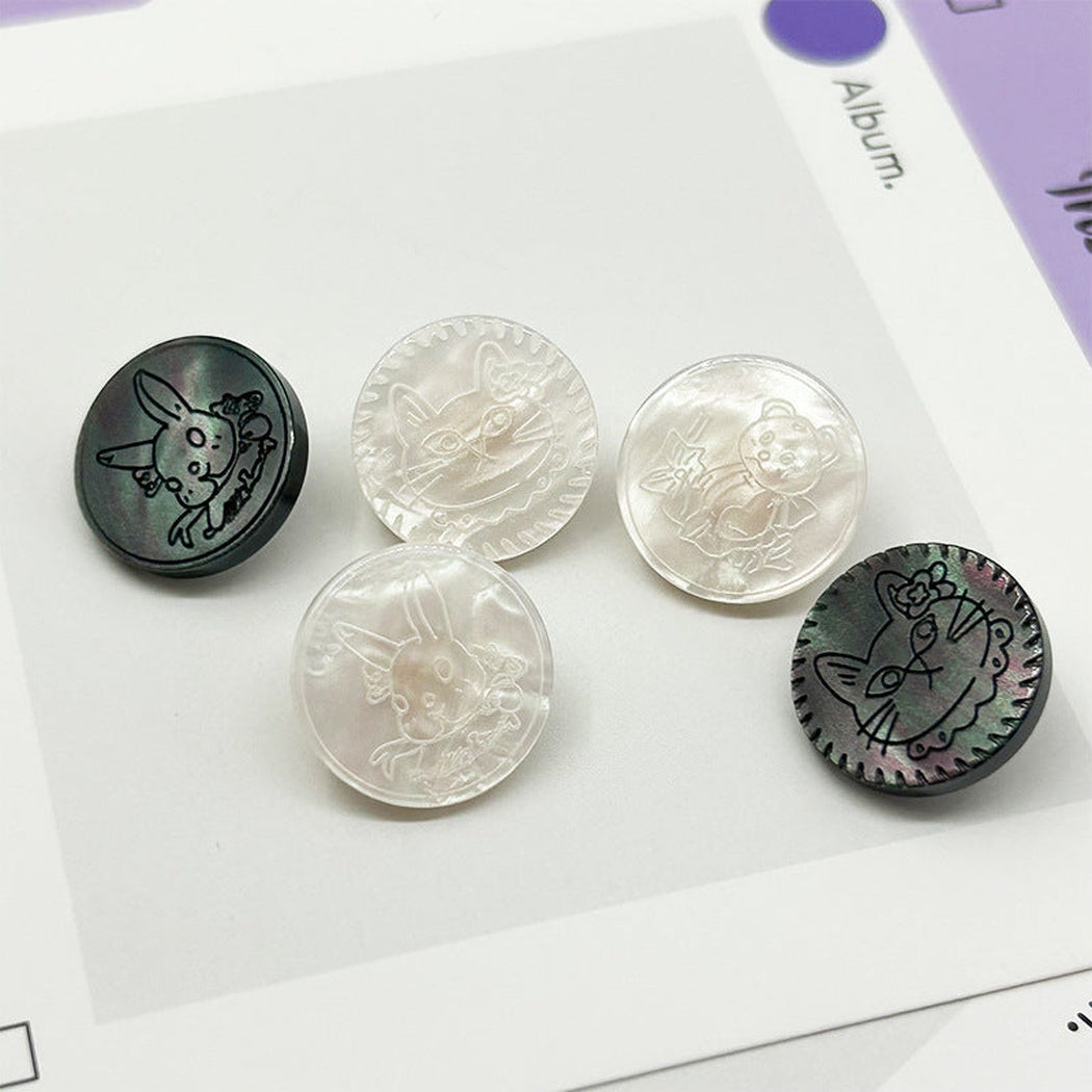 Bunli - DIY 10 Pack Round Engraved Animal Button