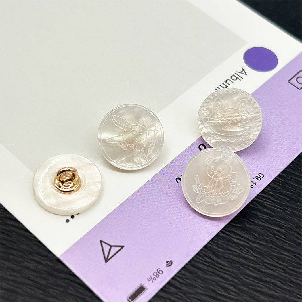 Bunli - DIY 10 Pack Round Engraved Animal Button