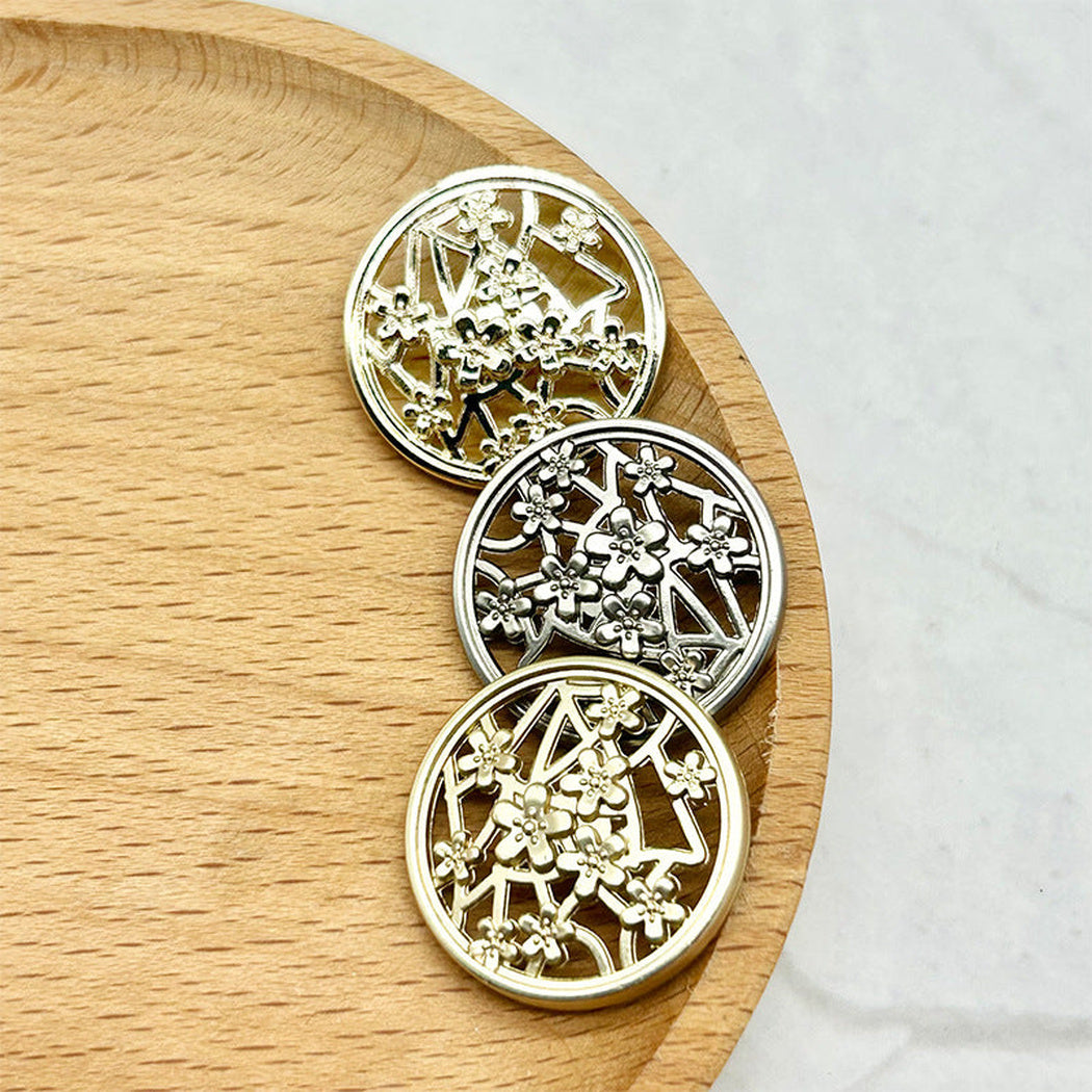 Bunli - DIY 10 Pack Metal Openwork Floral Button