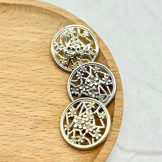 Bunli - DIY 10 Pack Metal Openwork Floral Button