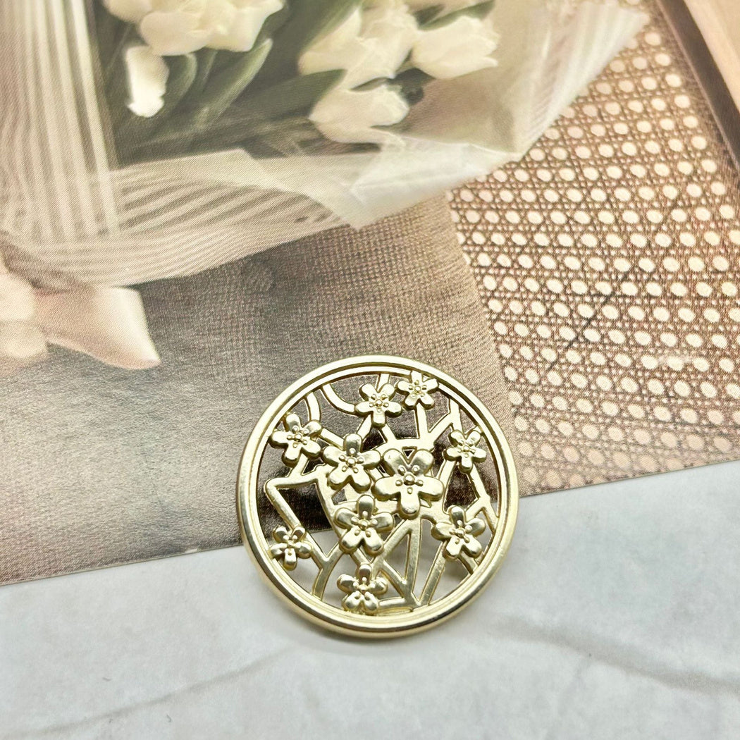 Bunli - DIY 10 Pack Metal Openwork Floral Button