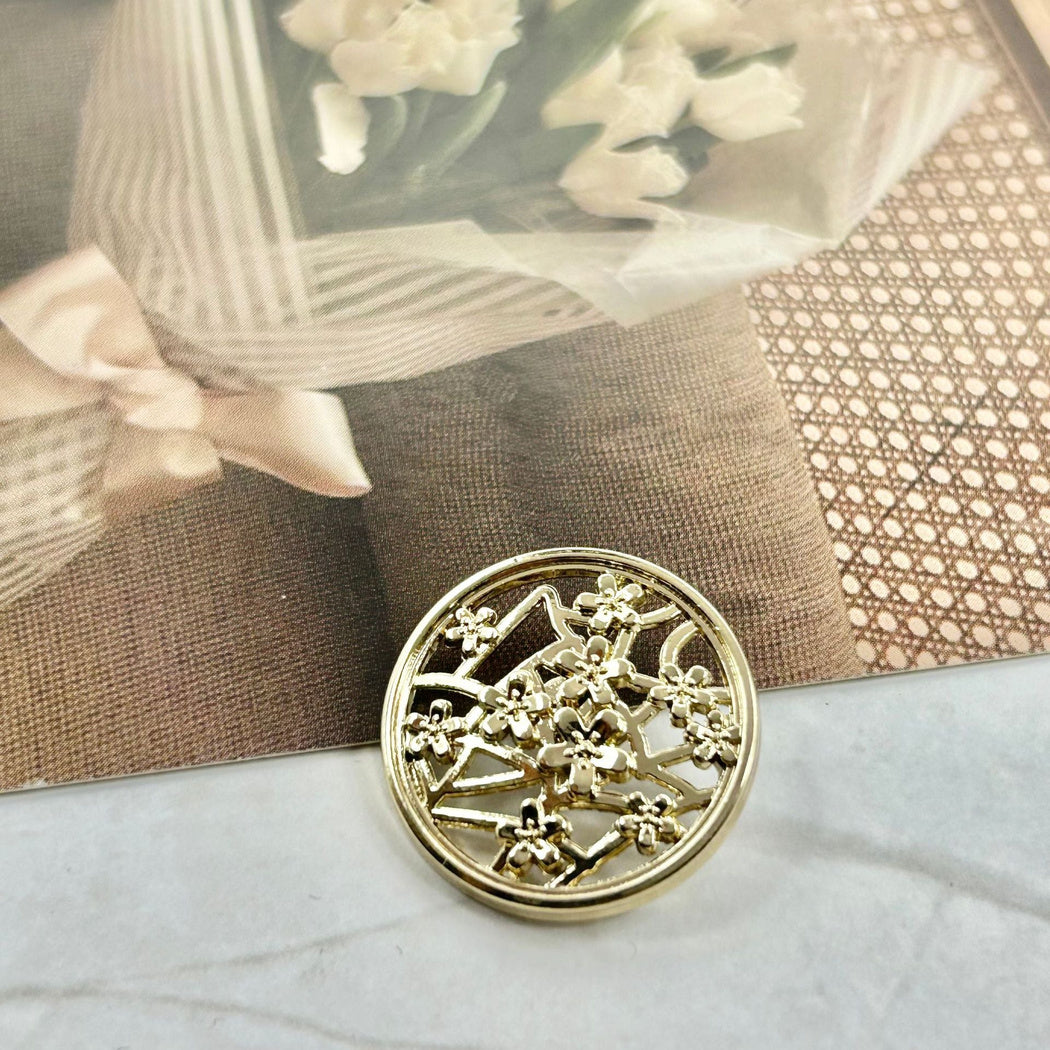 Bunli - DIY 10 Pack Metal Openwork Floral Button
