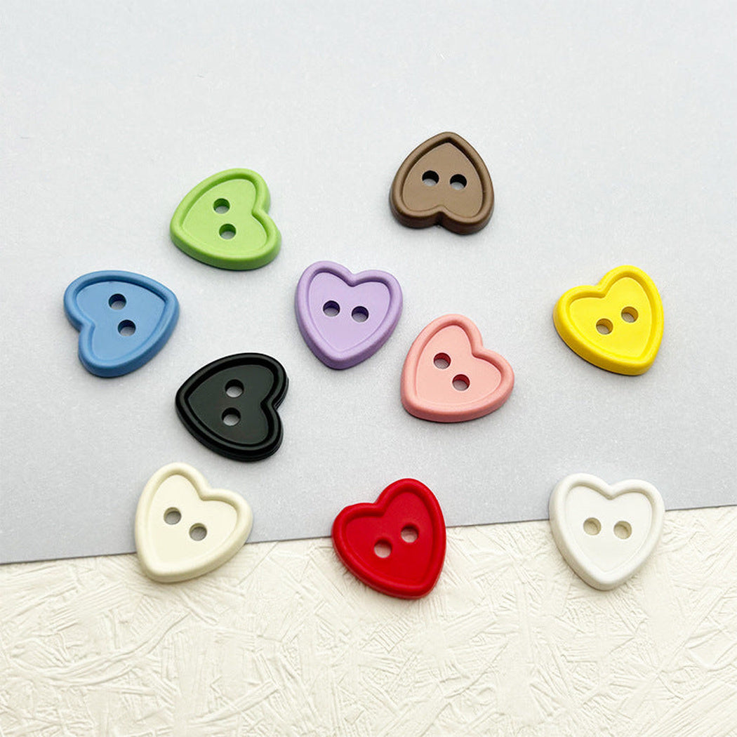 Bunli - DIY 10 Pack Heart-Shaped Two-Hole Button