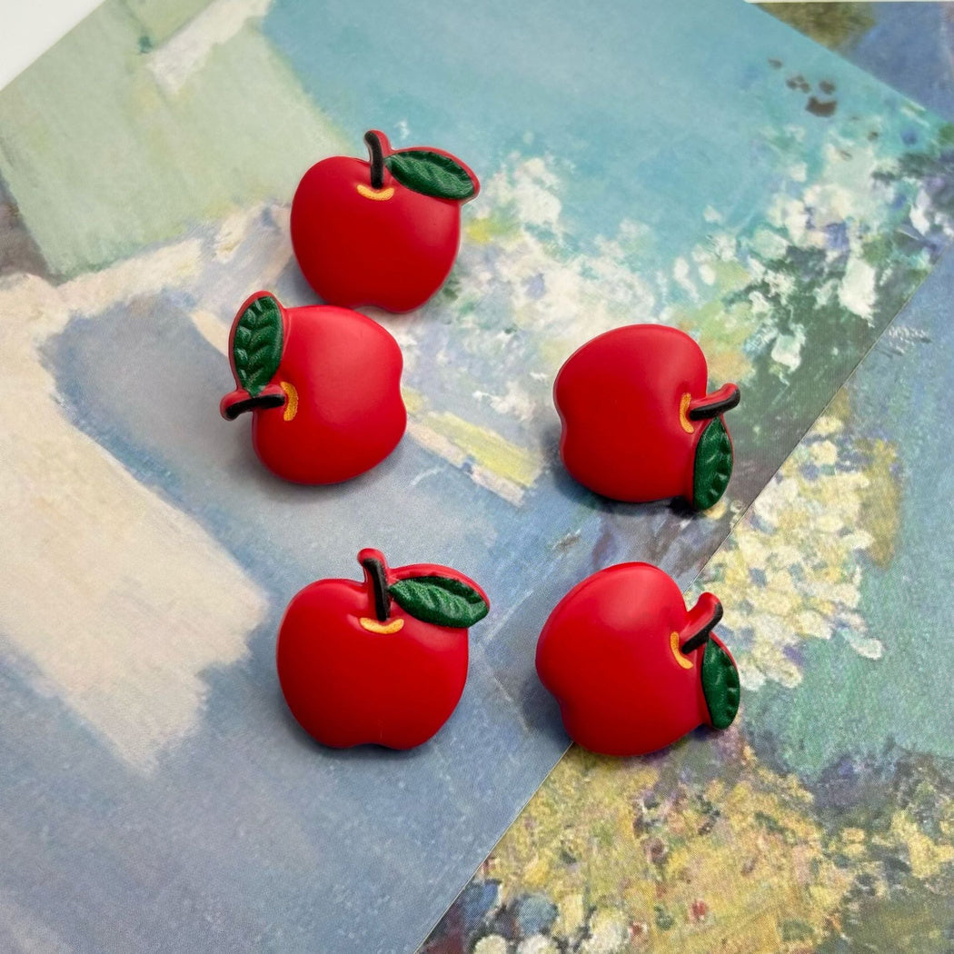 Bunli - DIY 10 Pack Red Apple-Shaped Shank Button