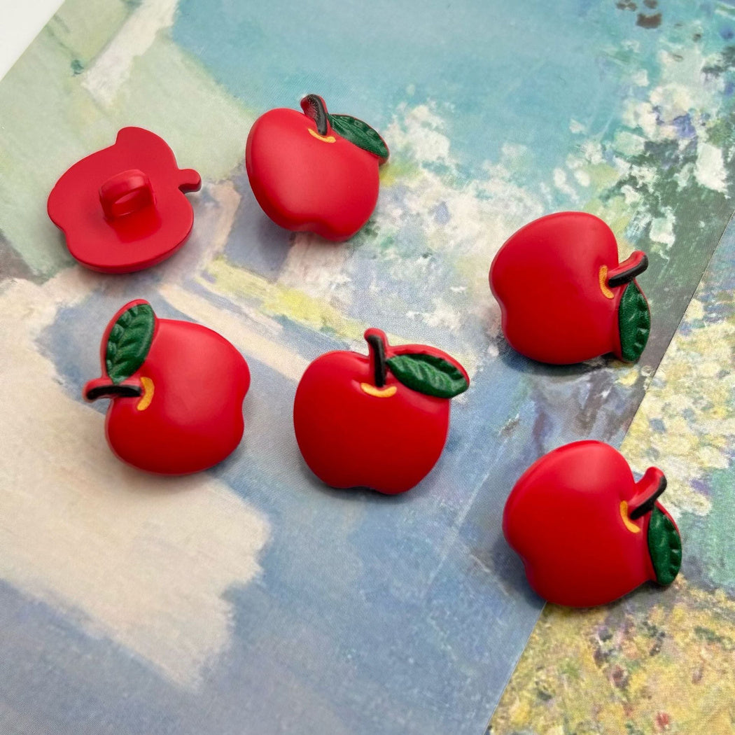 Bunli - DIY 10 Pack Red Apple-Shaped Shank Button