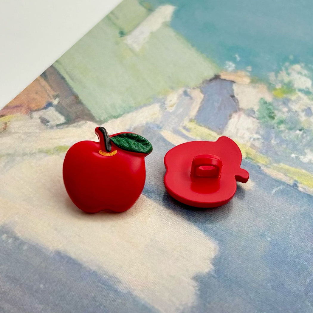 Bunli - DIY 10 Pack Red Apple-Shaped Shank Button