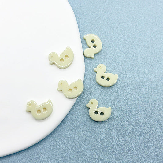Bunli - DIY 10 Pack Duck-Shaped Glossy Two-Hole Button