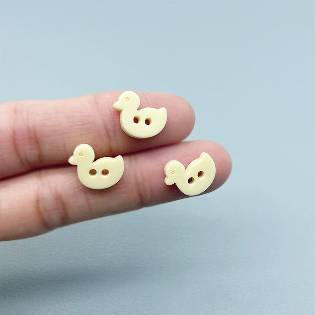 Bunli - DIY 10 Pack Duck-Shaped Glossy Two-Hole Button
