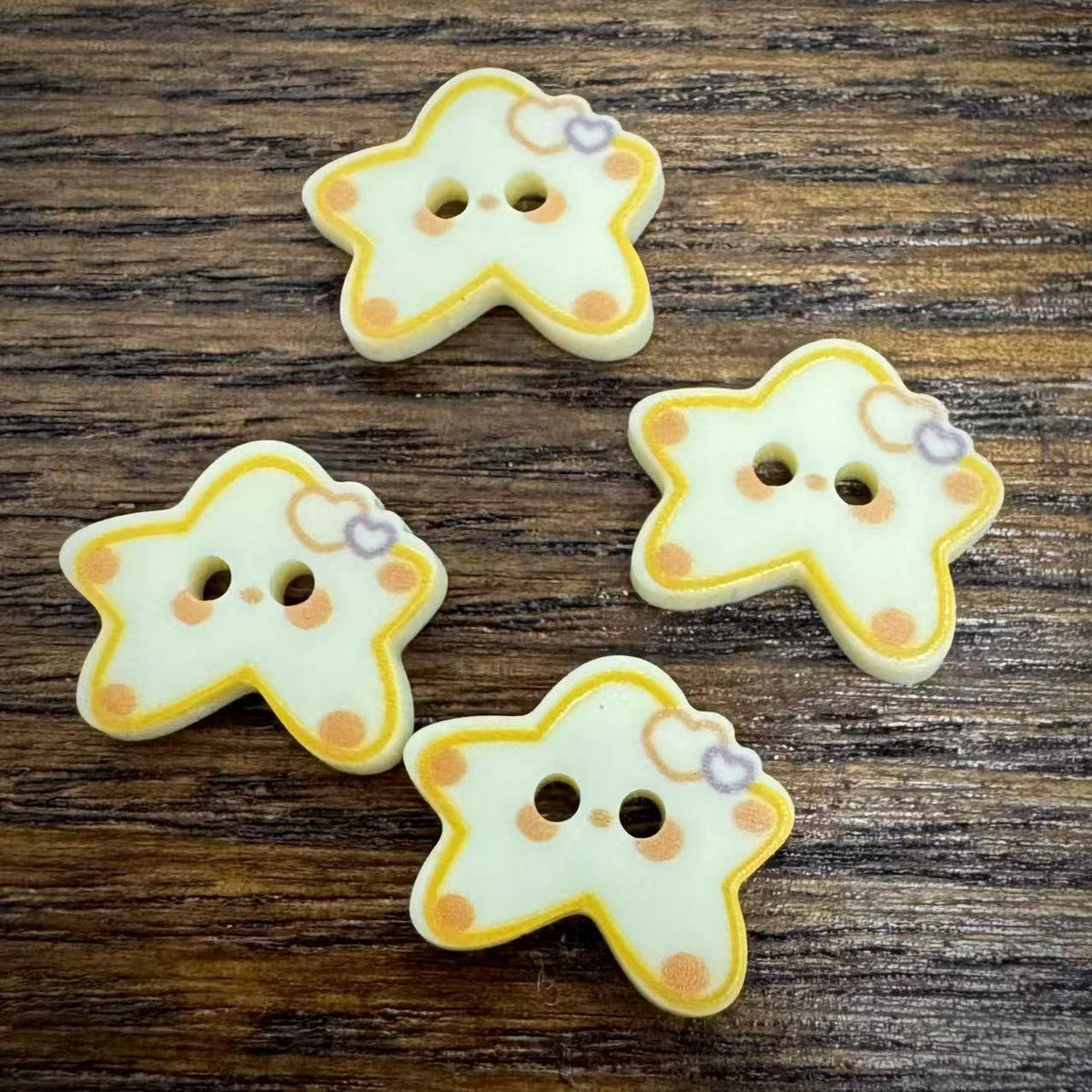 Bunli - DIY 10 Pack Polka Dot Star Two-Hole Button