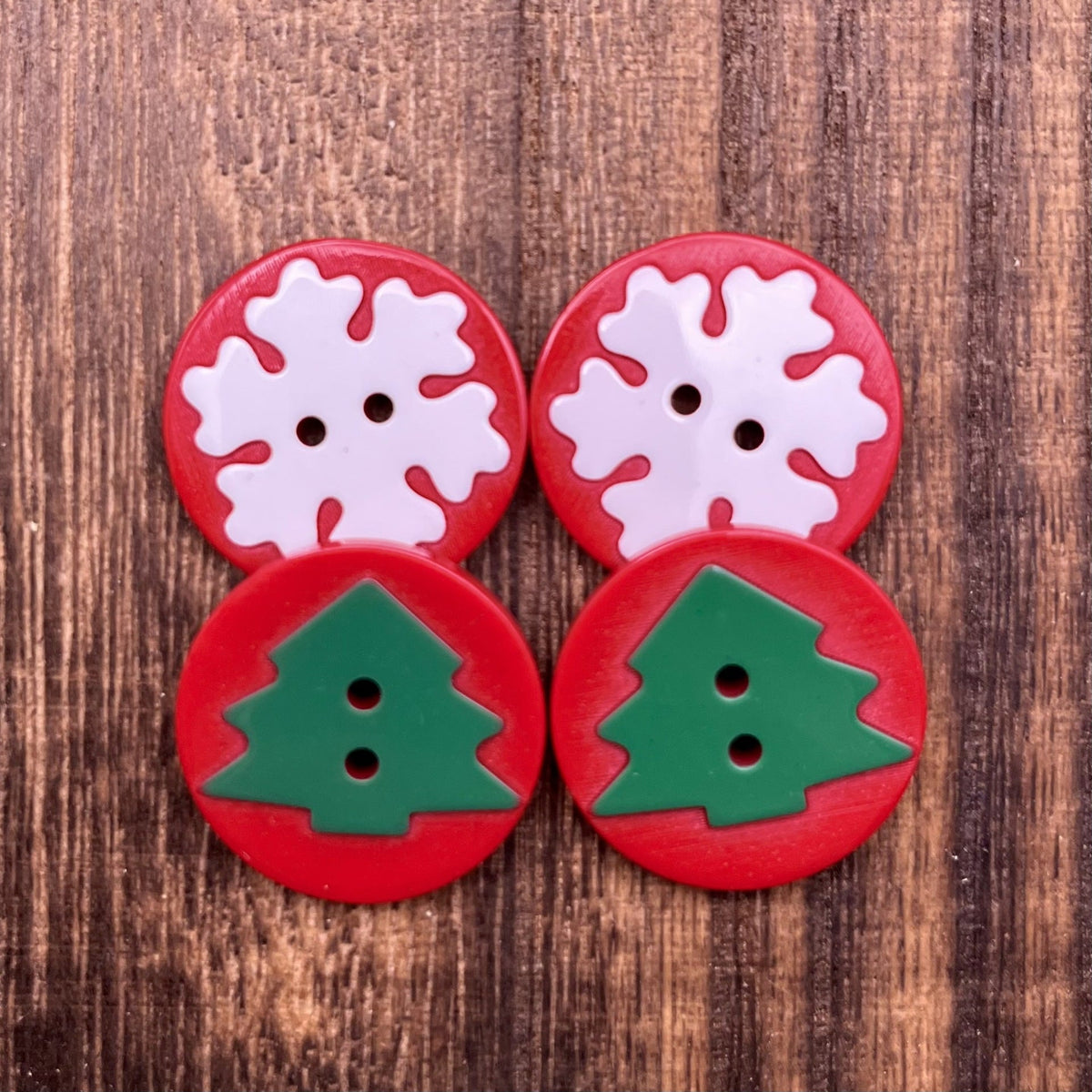 Bunli - DIY 10 Pack Festive Tree Snowflake Two-Hole Button