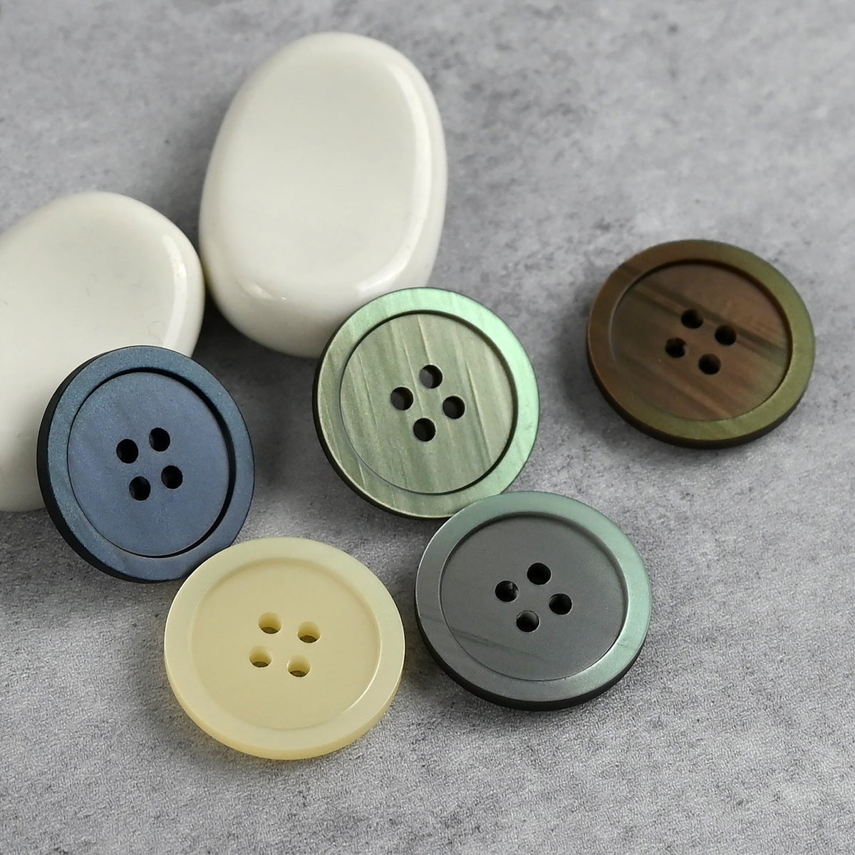 Bunli - DIY 10 Pack Shell Effect Rim Four-Hole Button