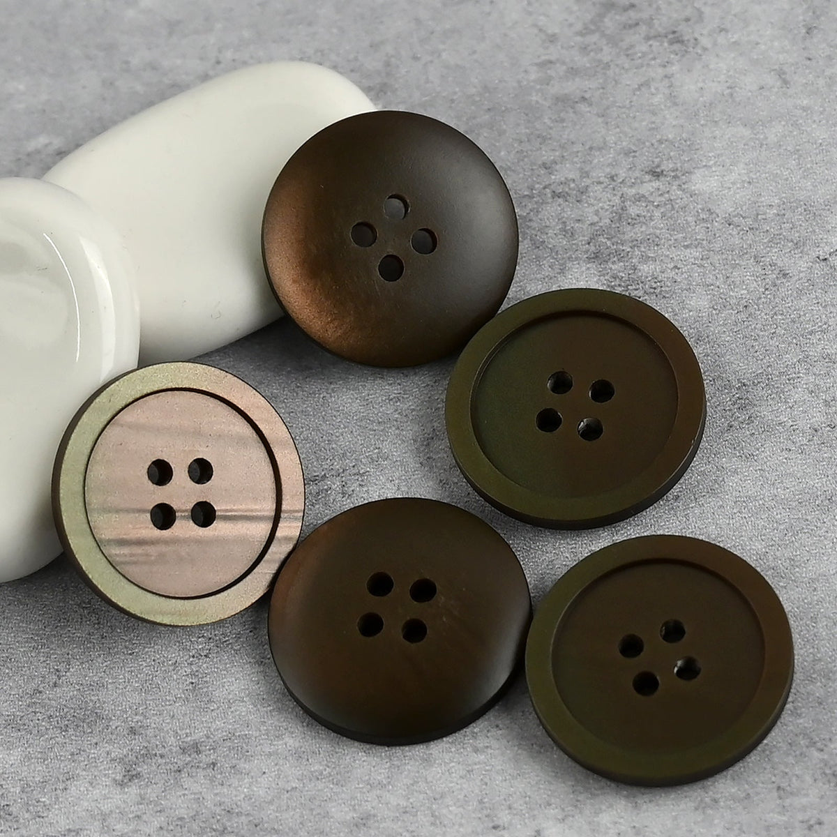 Bunli - DIY 10 Pack Shell Effect Rim Four-Hole Button