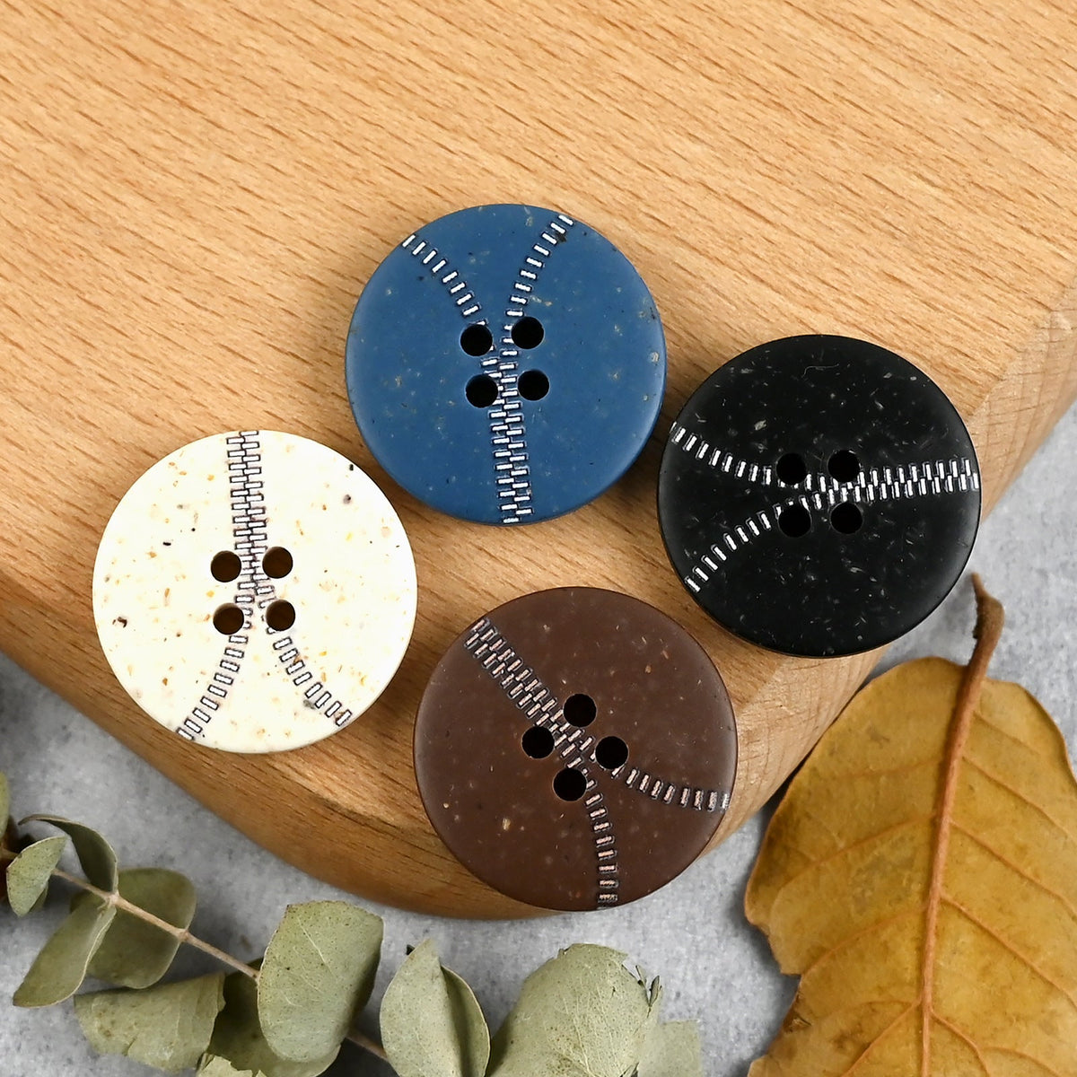 Bunli - DIY 10 Pack Zipper Line Four-Hole Button