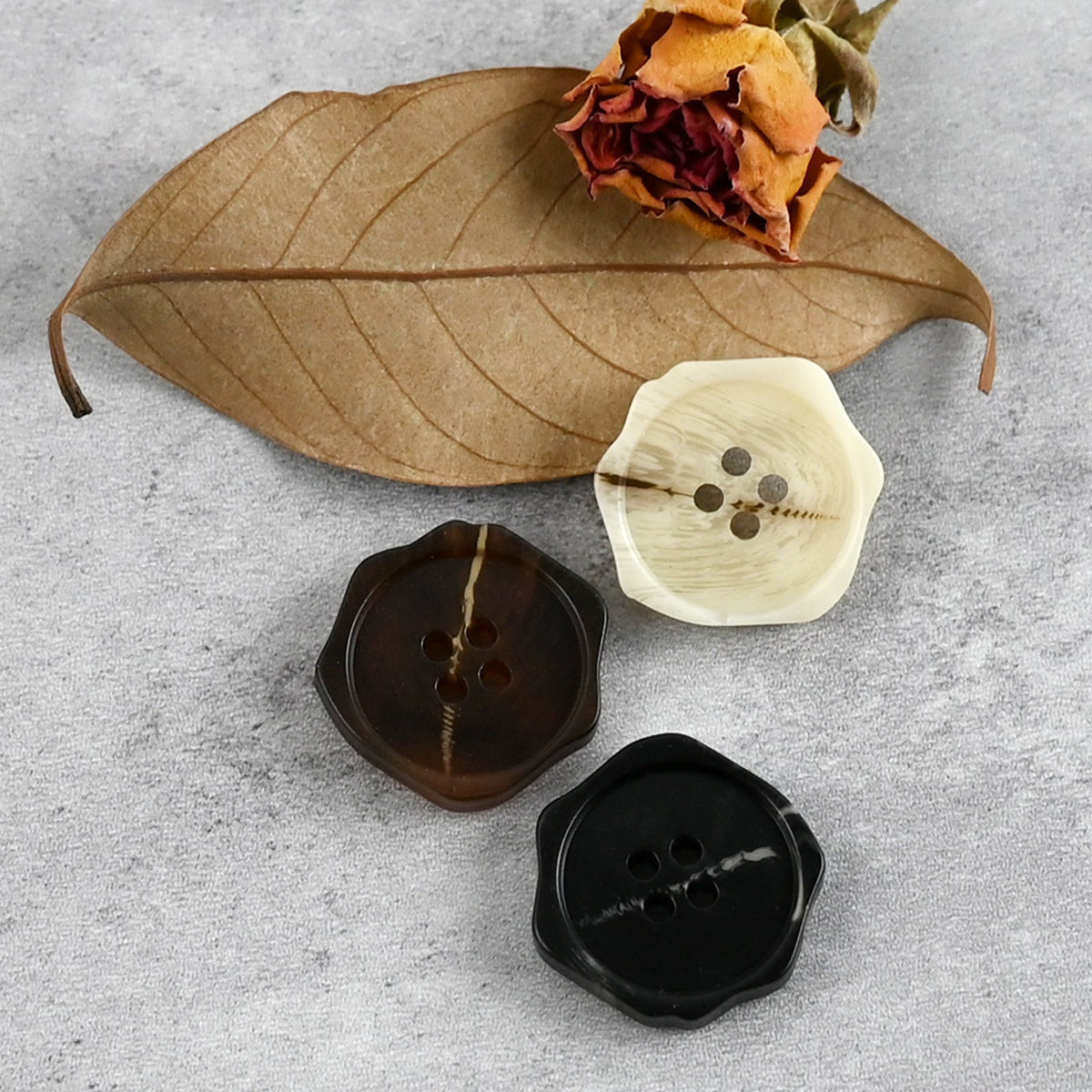 Bunli - DIY 10 Pack Irregular Faceted Four-Hole Button
