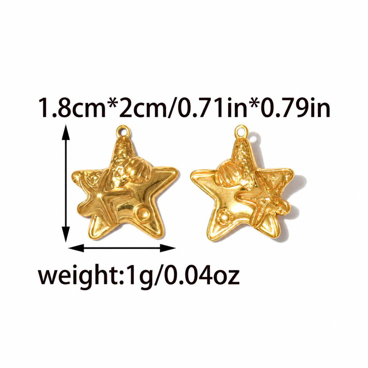Elvane - Puffy Star and Scallop Shell Pendant Only