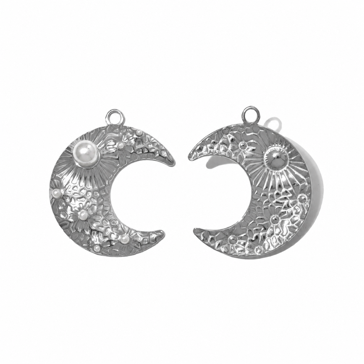 Elvane - Pearl-Like Crescent and Leaf Pendant Only