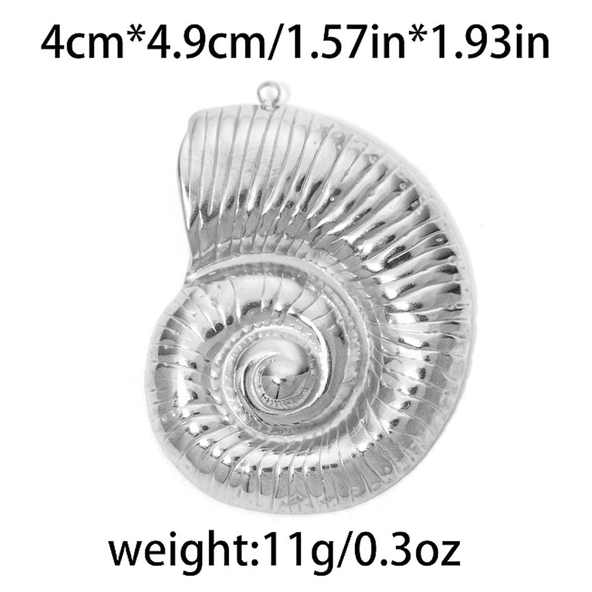 Elvane - Smooth and Ribbed Spiral Shell Pendant Only