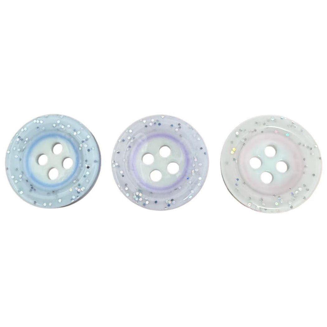 Bunli - DIY 10 Pack Glitter Round Button - design overview