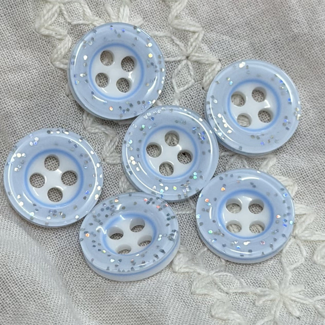 Bunli - DIY 10 Pack Glitter Round Button - BluGlit15