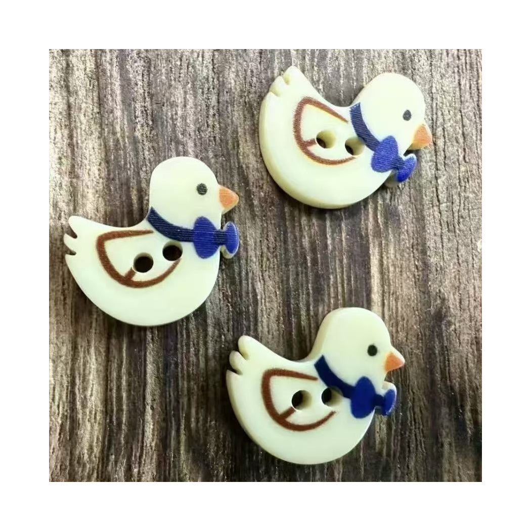 Bunli - DIY 10 Pack Blue Bow Duck Button - DuckBow14