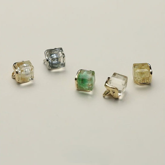 Five clear square shank button styles