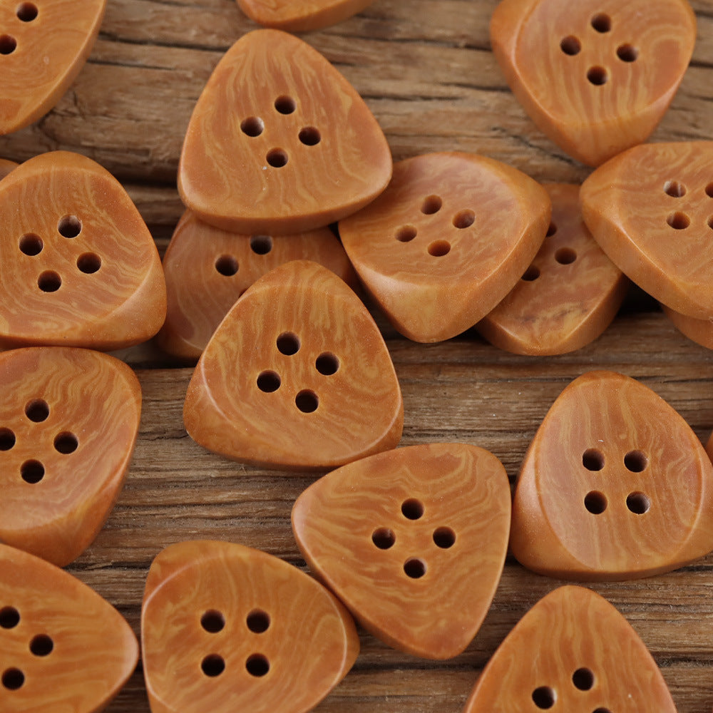 Orange marbled triangle four hole buttons