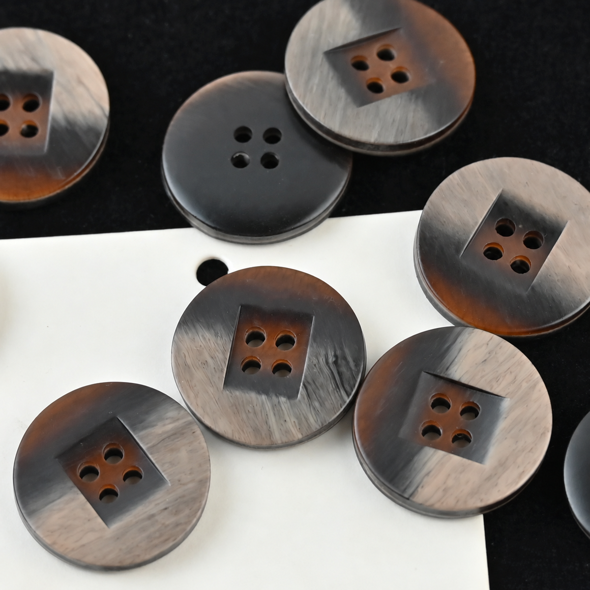 Large brown coffee square recess four hole buttons