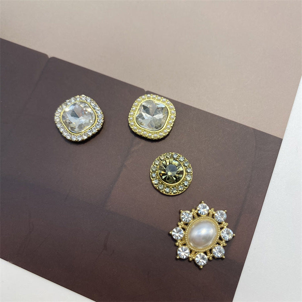 Bunli - DIY 10 Pack Lustrous-Center Faceted-Trim Button