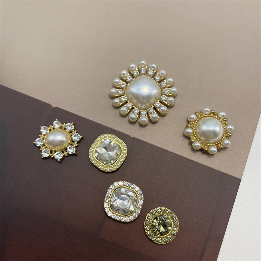 Bunli - DIY 10 Pack Lustrous-Center Faceted-Trim Button