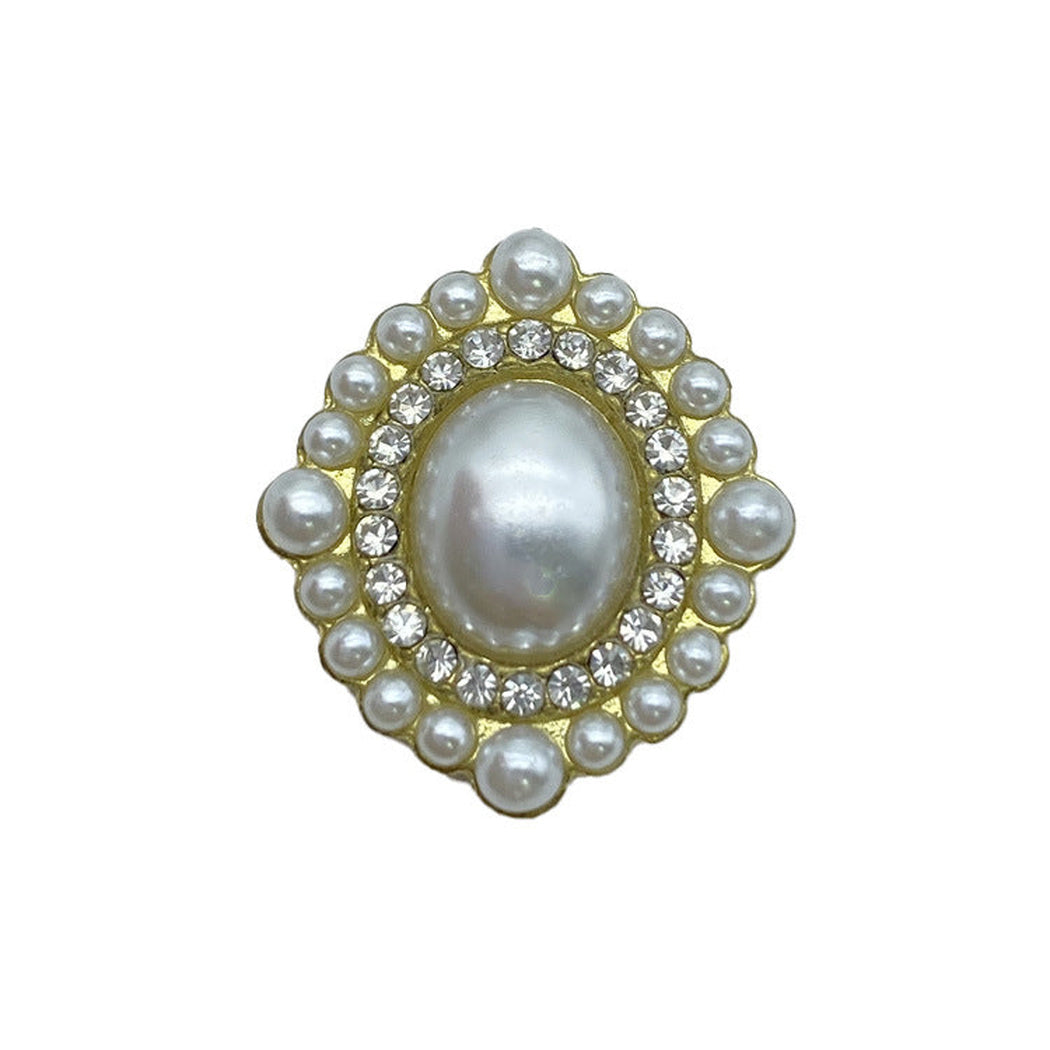 Bunli - DIY 10 Pack Lustrous-Center Faceted-Trim Button