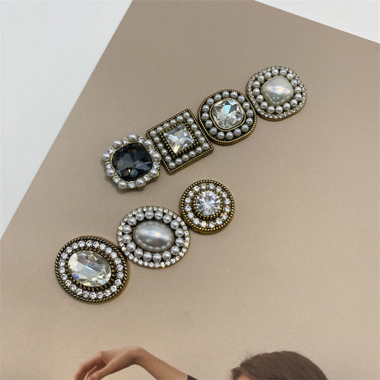 Bunli - DIY 10 Pack Beaded-Trim Faceted-Center Button