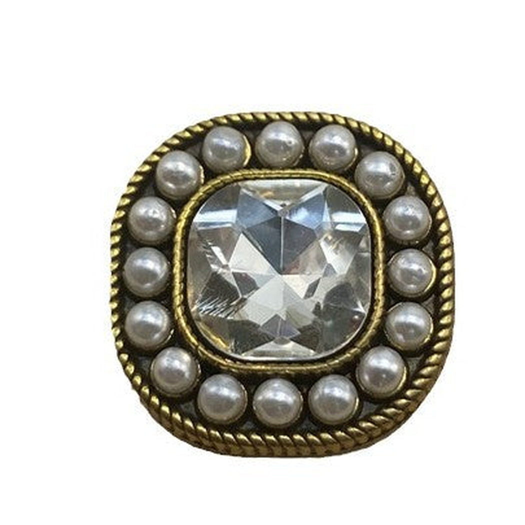 Bunli - DIY 10 Pack Beaded-Trim Faceted-Center Button
