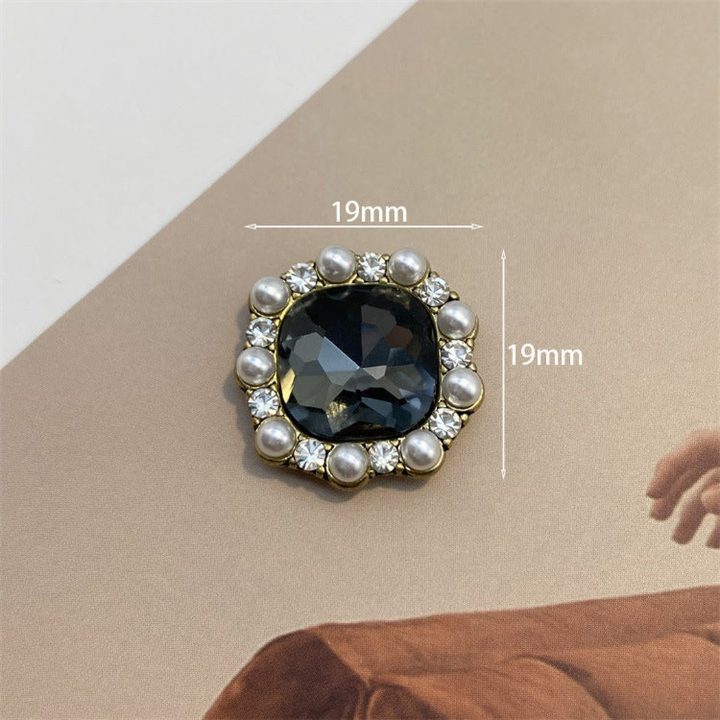 Bunli - DIY 10 Pack Beaded-Trim Faceted-Center Button