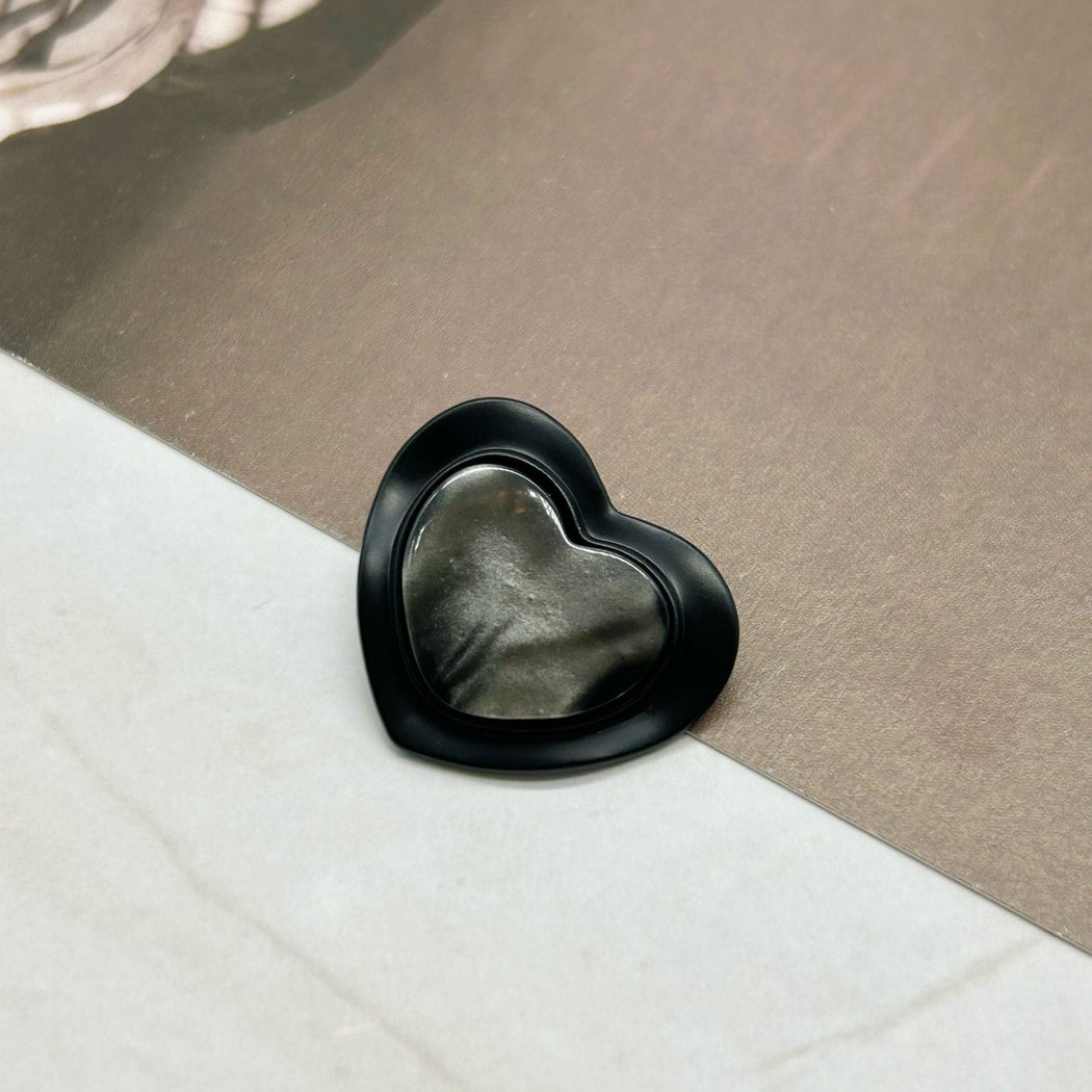 Bunli - DIY 10 Pack Heart-Shaped Iridescent-Inset Button