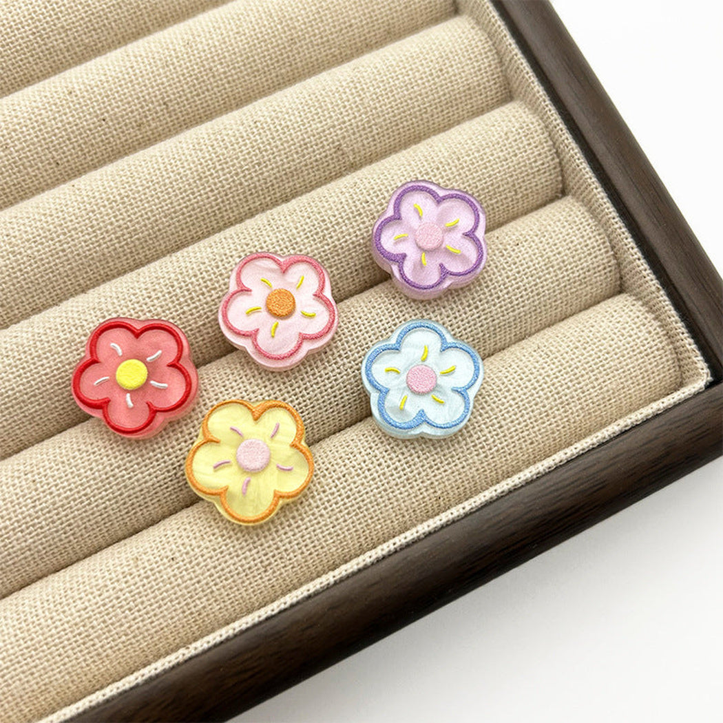 Bunli - DIY 10 Pack Outlined Five-Petal Raised-Center Button