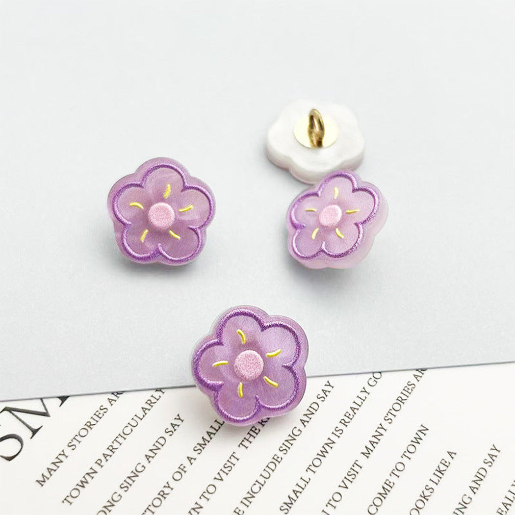 Bunli - DIY 10 Pack Outlined Five-Petal Raised-Center Button