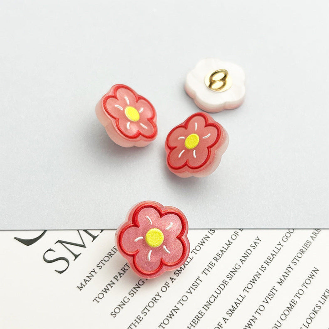 Bunli - DIY 10 Pack Outlined Five-Petal Raised-Center Button