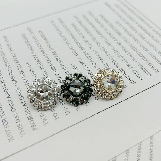 Bunli - DIY 10 Pack Faceted-Center Beaded-Flower Button