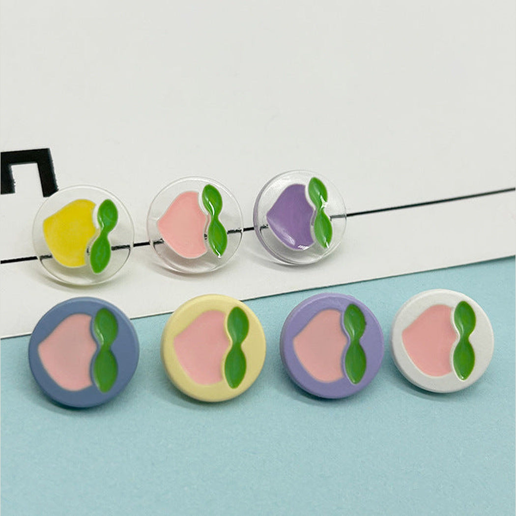 Bunli - DIY 10 Pack Peach-Motif Raised-Leaf Button