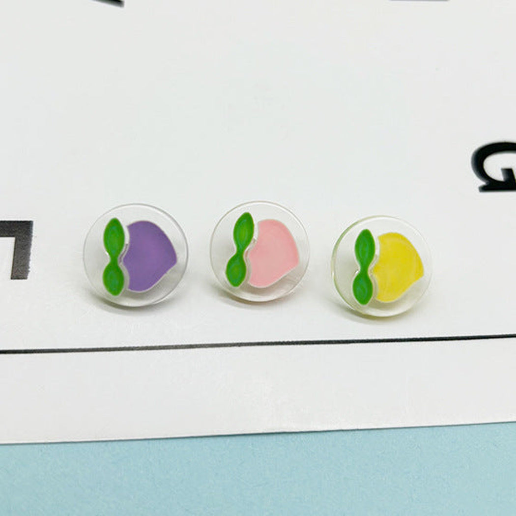 Bunli - DIY 10 Pack Peach-Motif Raised-Leaf Button