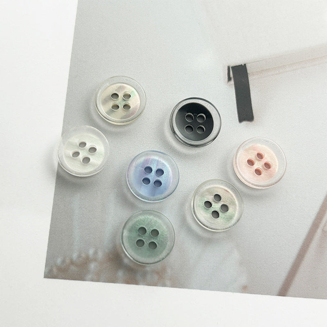 Bunli - DIY 10 Pack Iridescent Recessed Four-Hole Button