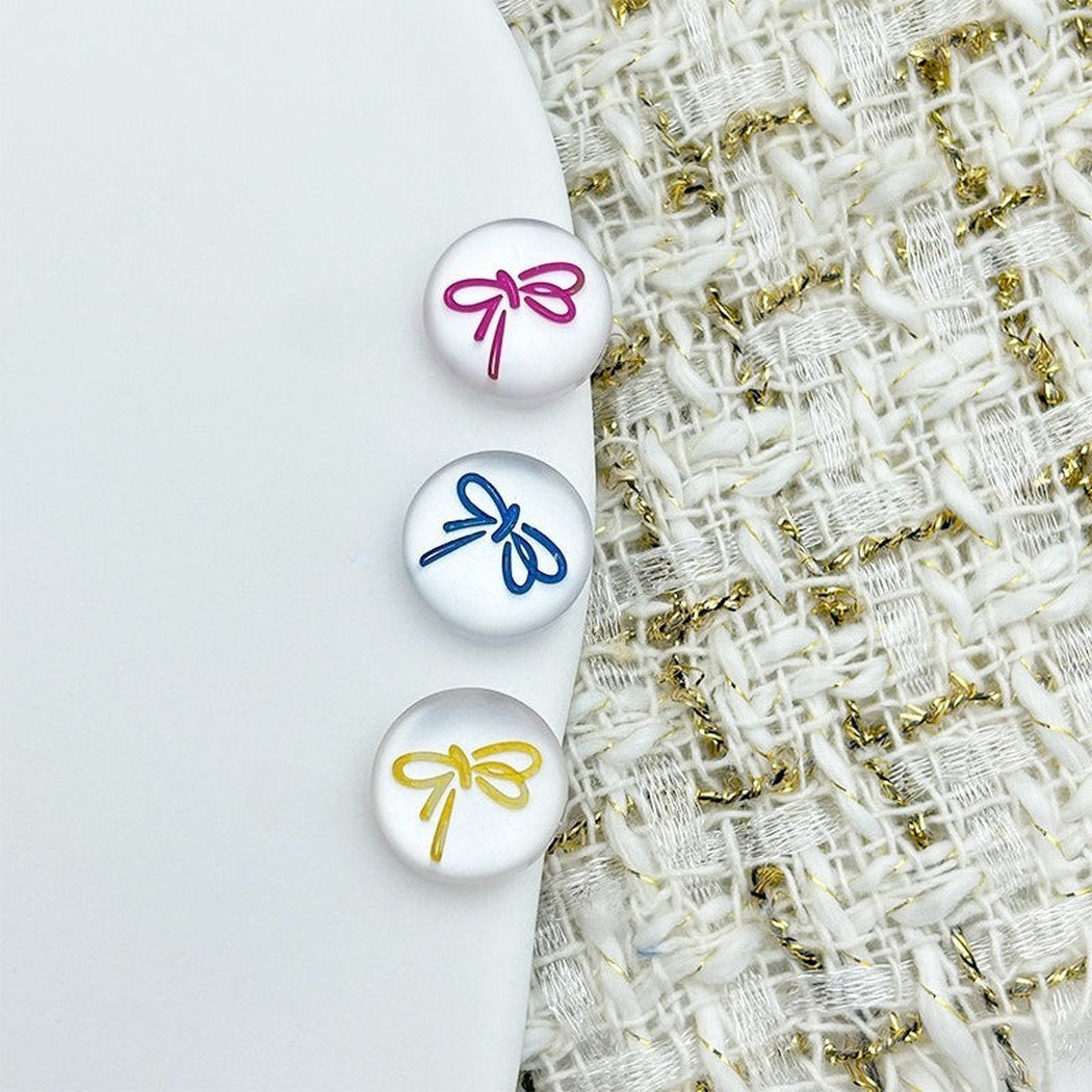 Bunli - DIY 10 Pack Bow-Print Domed Button