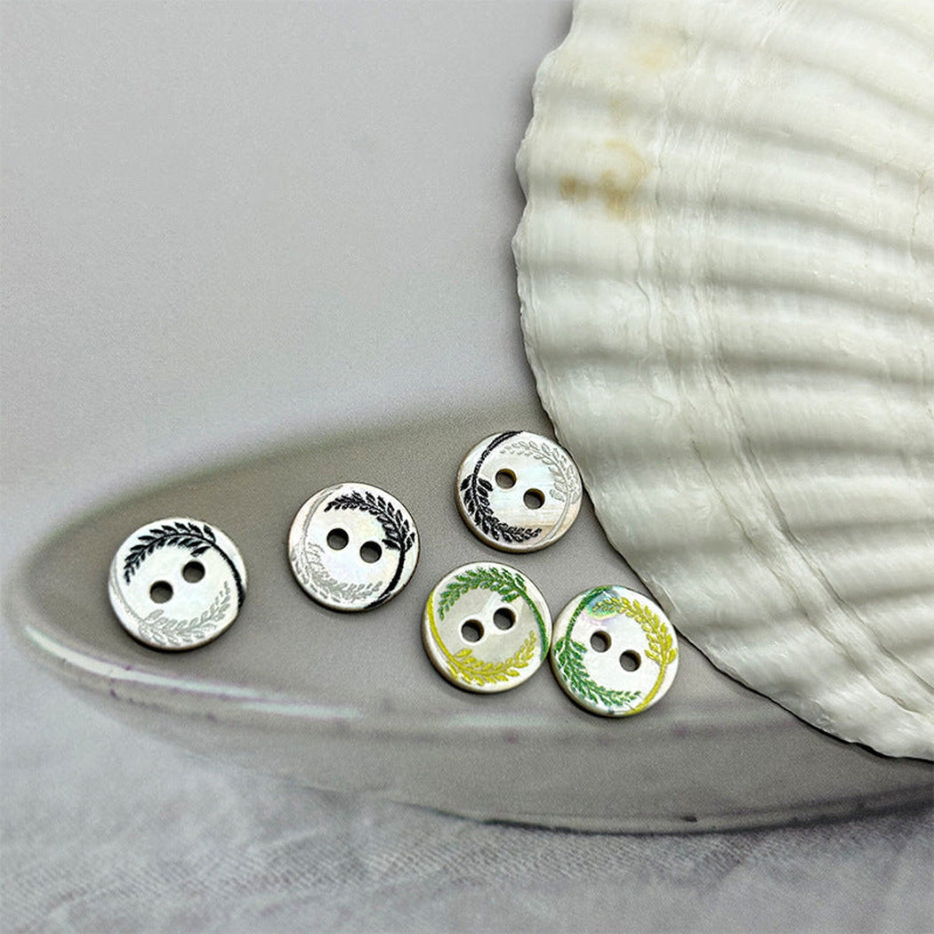Bunli - DIY 10 Pack Wheat-Wreath Print Two-Hole Button