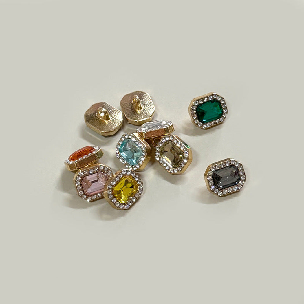 Bunli - DIY 10 Pack Faceted-Center Clear-Trim Button
